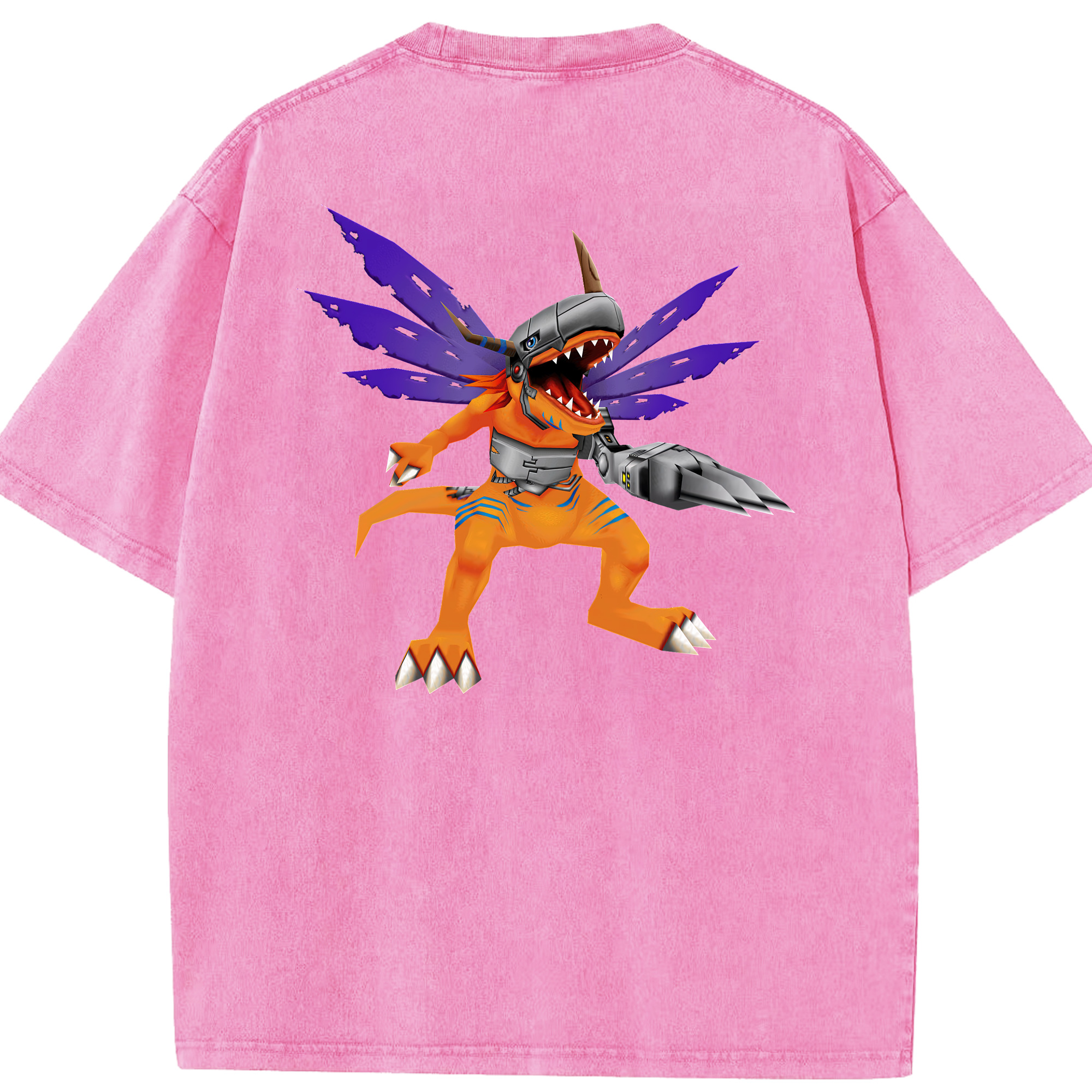（画像用） Digimon デジタルモンスター/デジモン 綿100% ヴィンテージ風 半袖Tシャツ（背面プリント）